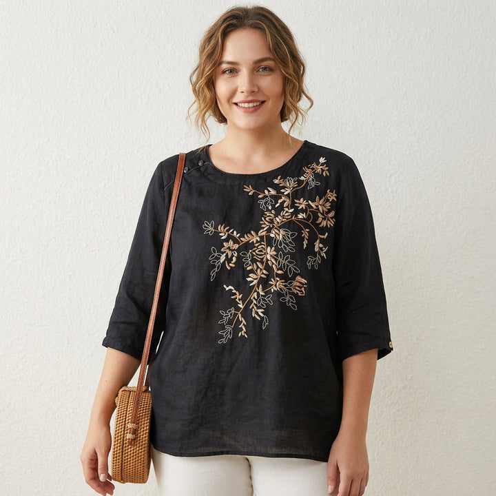 Isadora - Ren Bomull Brodert Dame Topp