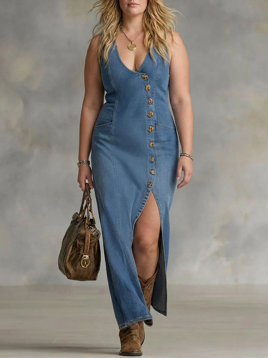 Noa Ermeløs Denimkjole