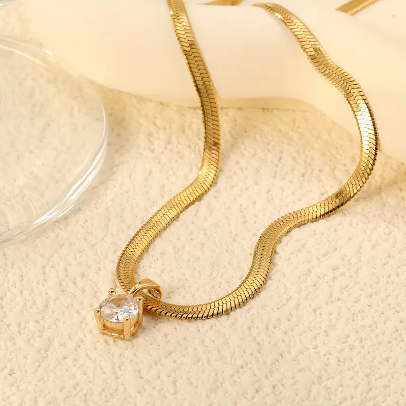 Elegant Rhinestone Pendel Halskjede | Gull