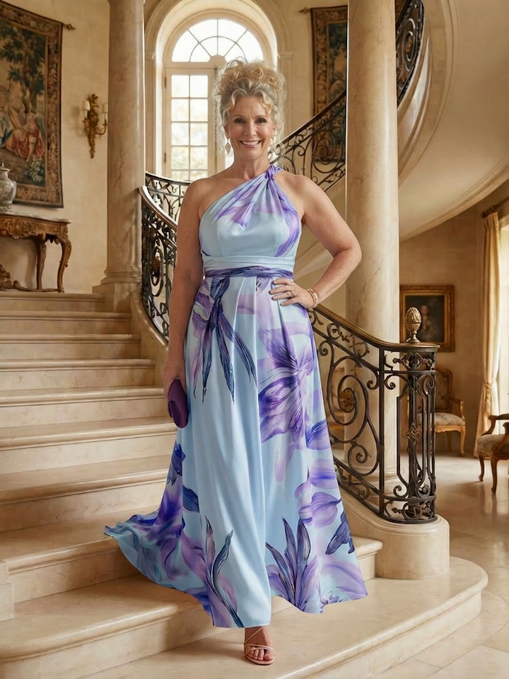 Rhea | Lys Blomstrete Maxi Kjole