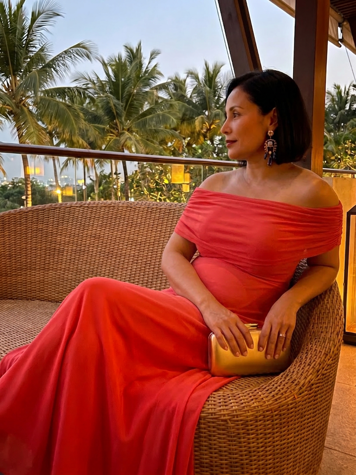 Astrid | Off Shoulder Draped Midi Dress