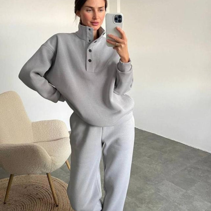 Oversized kosedress i fleece med ståkrage