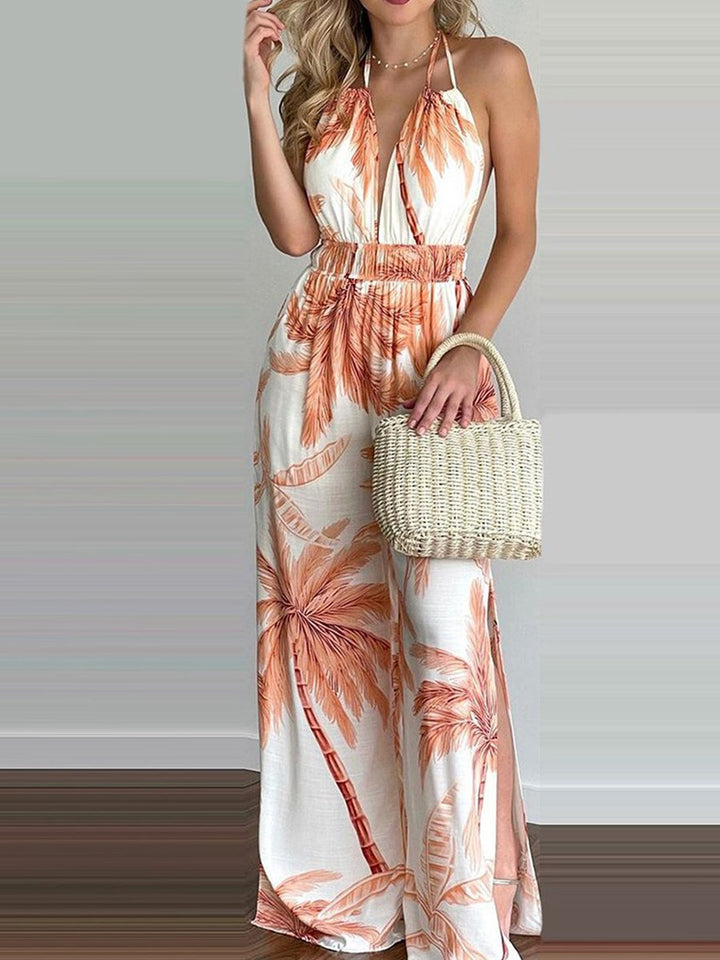 Cordelia - Sling Leaf Print Jumpsuit