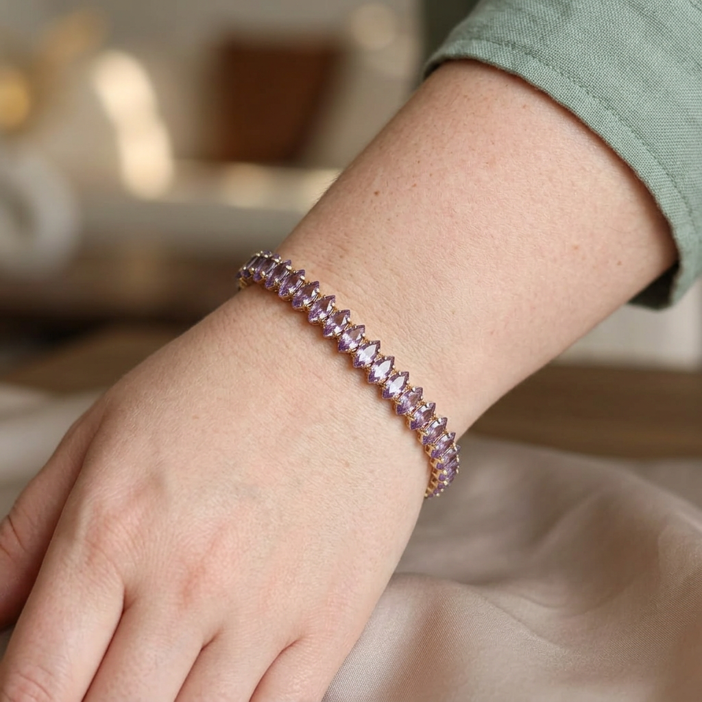 Sasha Marquise Tennisarmbånd | Gull