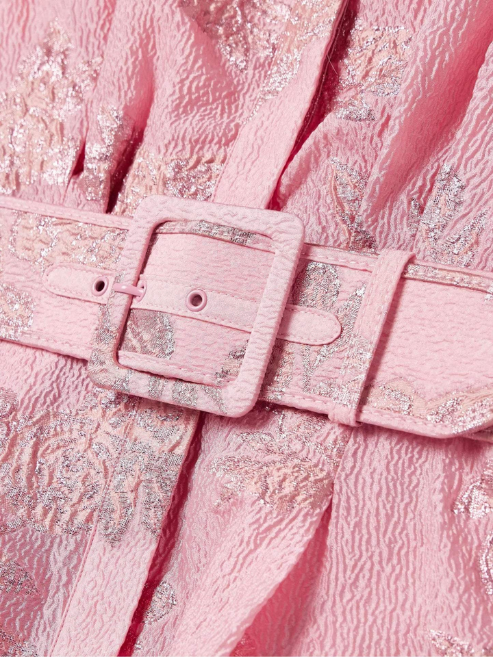 Sunniva | Kvinners Rosa Jacquard Belte Maxi Kjole