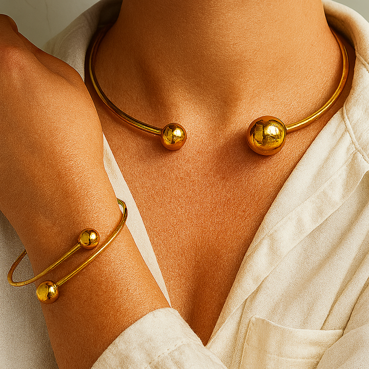 Rui Glow Krage &amp; Mansjett Armbånd Sett | Gull
