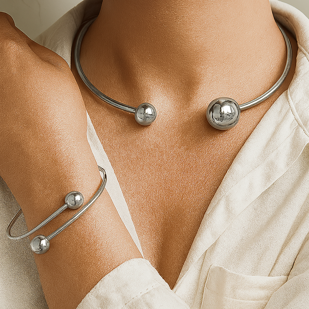 Rui Glow Krage &amp; Mansjett Armbånd Sett | Gull