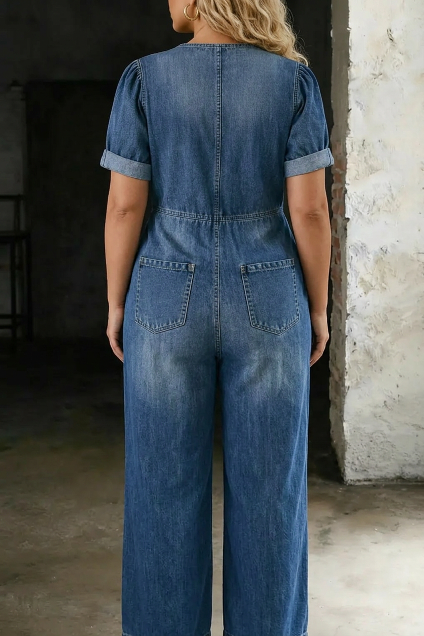 Nerissa | V-hals Korte Ermer Jumpsuit
