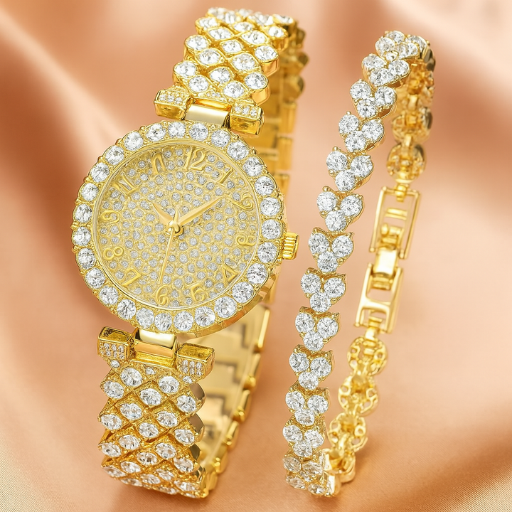 Luxe Radiance Gullklokke &amp; Armbåndsett | Gull