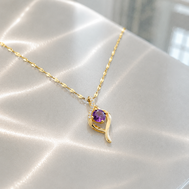 Camille Amethyst Swirl Halskjede | Gull