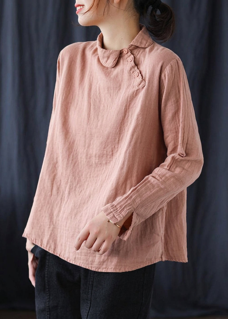 Briony - Chic Hvit Klær Krage Knappe Ned Vår Bluser