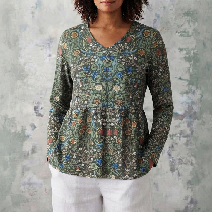 Clover | Lang Bluse med V-hals