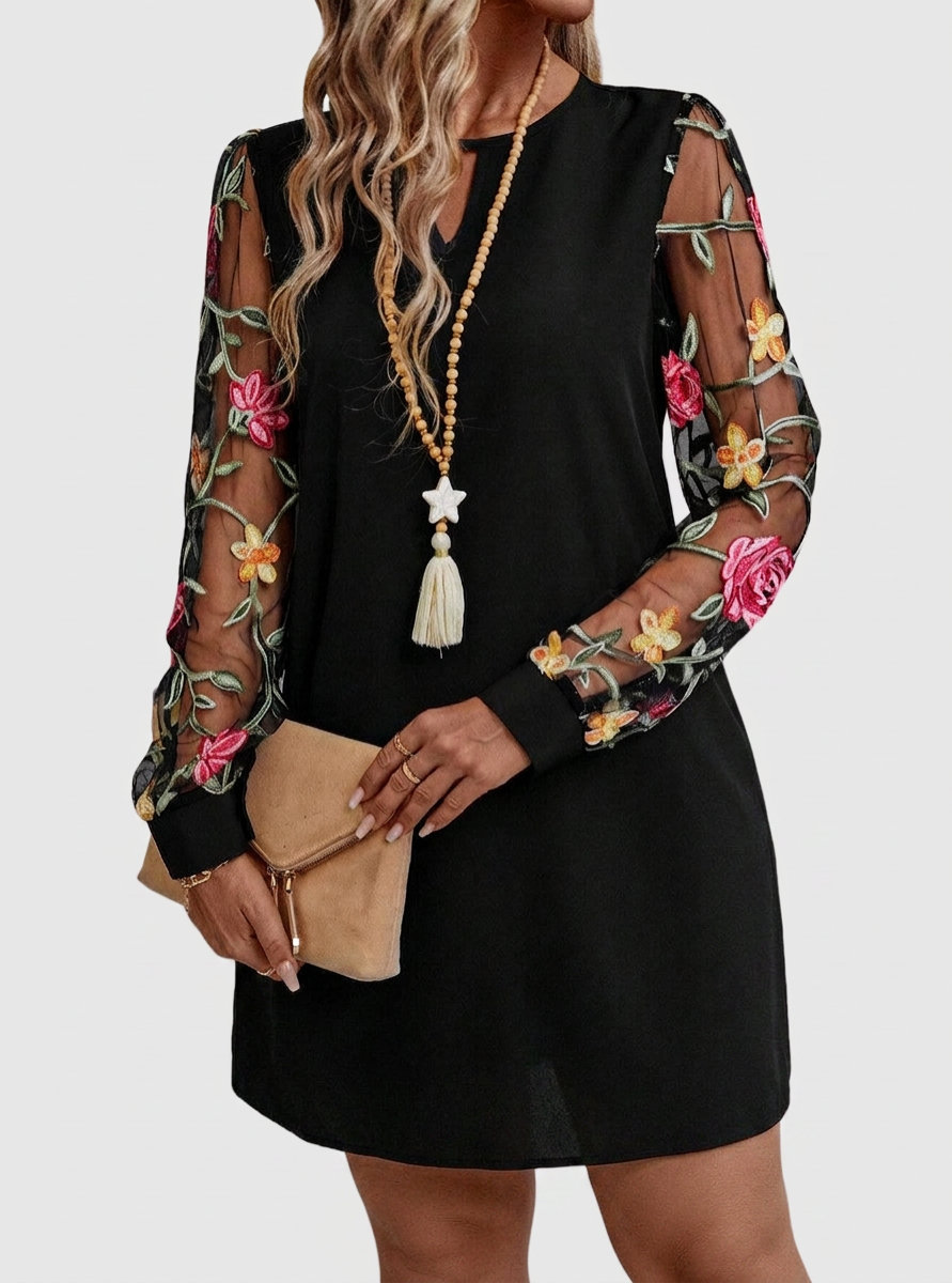 Tamsin – Elegant V-hals Blomster Mini Kjole