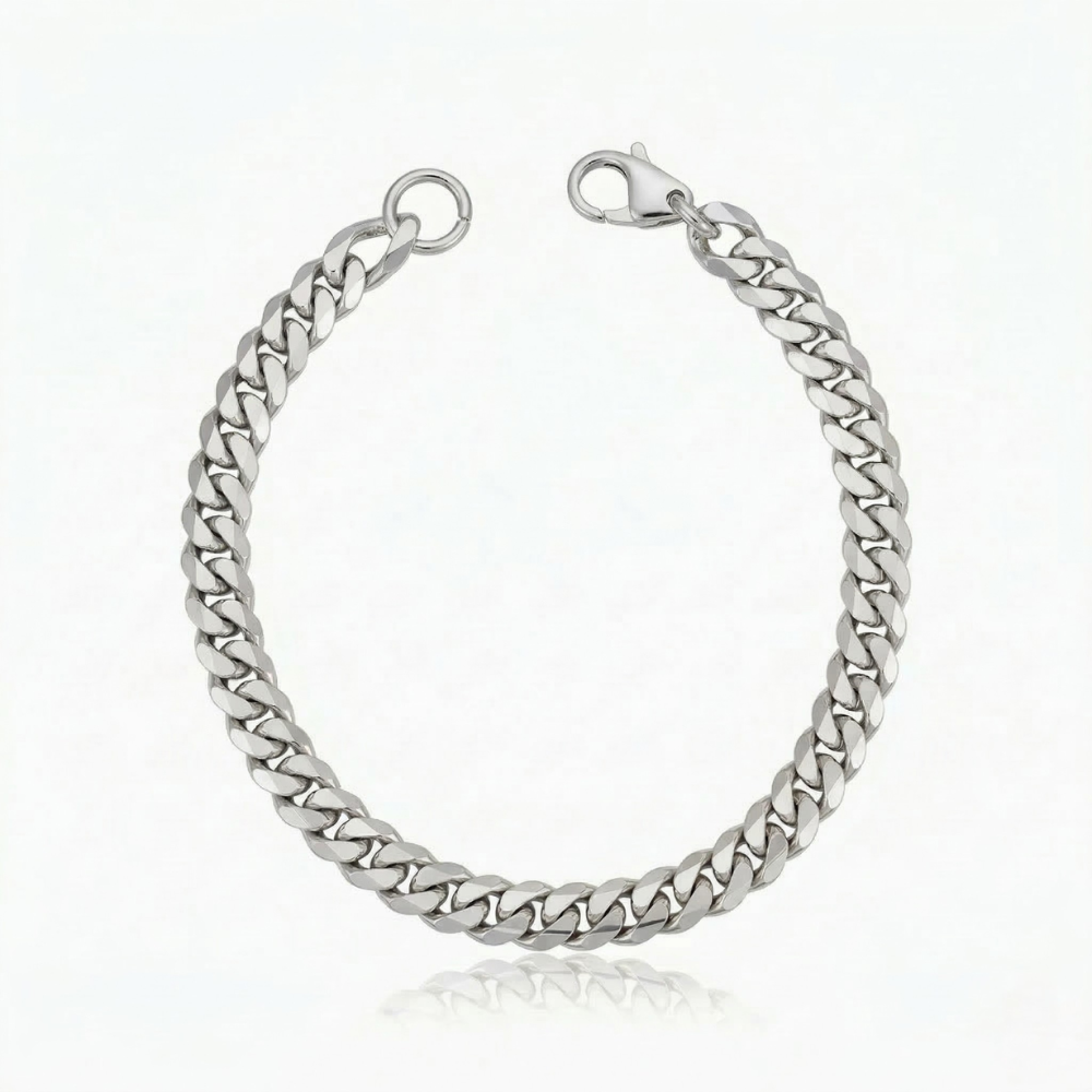 Juniper Cuban Armbånd | Hvitt Gull
