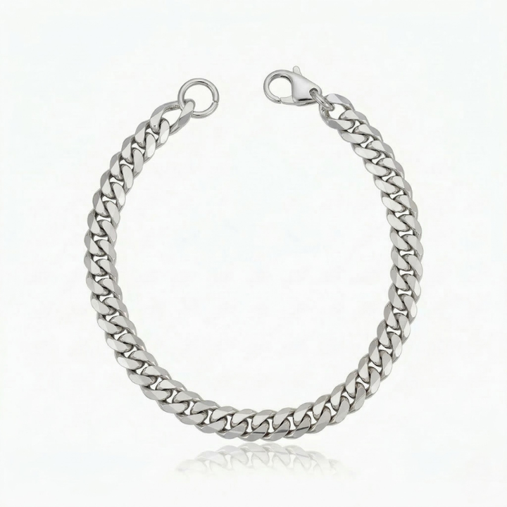 Juniper Cuban Armbånd | Hvitt Gull