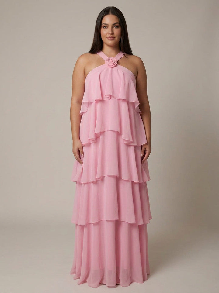 Blomster Ruffle Maxi Kjole