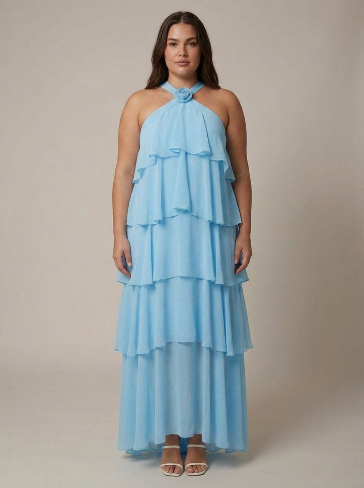 Blomster Ruffle Maxi Kjole