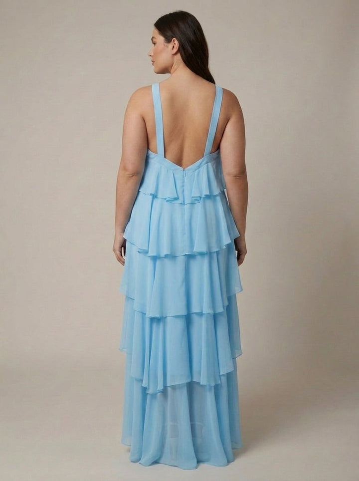 Blomster Ruffle Maxi Kjole