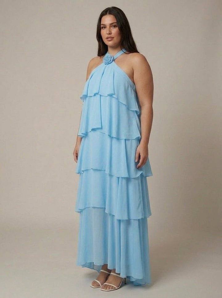 Blomster Ruffle Maxi Kjole