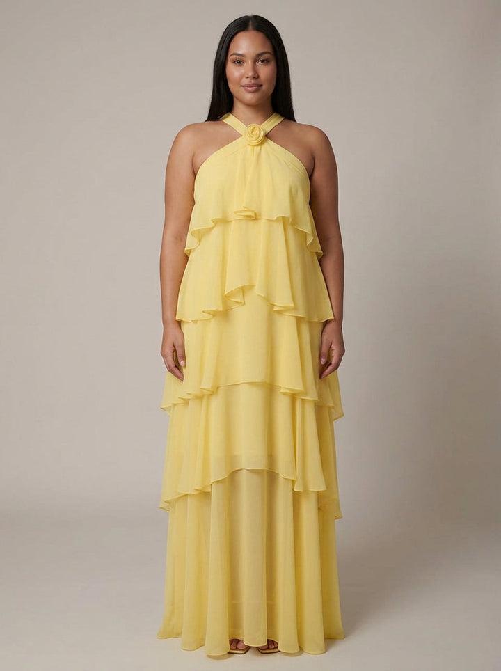 Blomster Ruffle Maxi Kjole