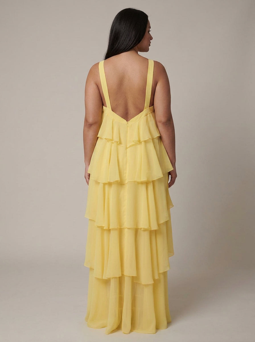Blomster Ruffle Maxi Kjole