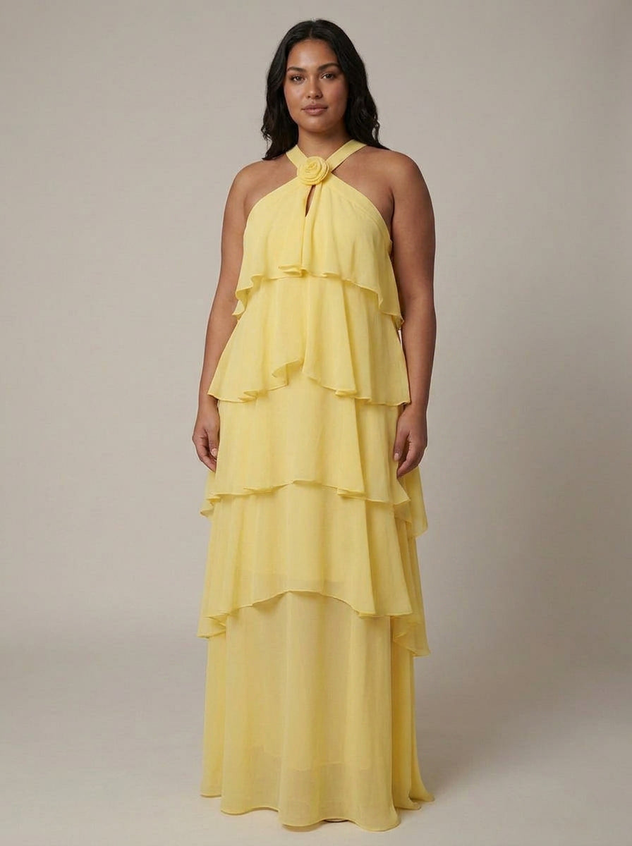 Blomster Ruffle Maxi Kjole