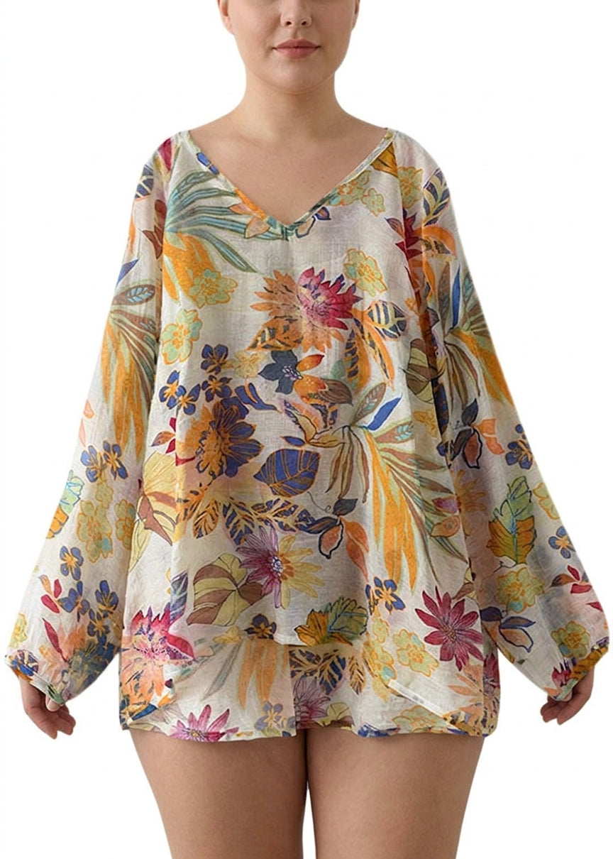 Zinnia - Floral Fall Bluse Langermet
