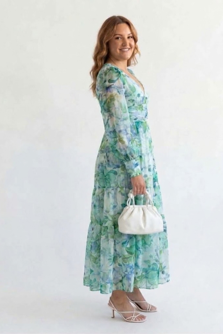 Harlow | Langermet Blomstrete Maxi Kjole