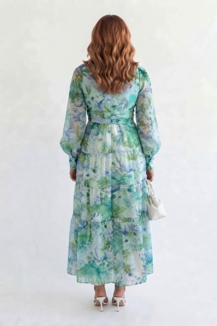 Harlow | Langermet Blomstrete Maxi Kjole