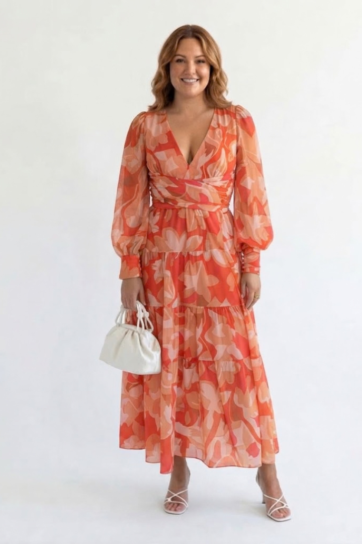 Harlow | Langermet Blomstrete Maxi Kjole