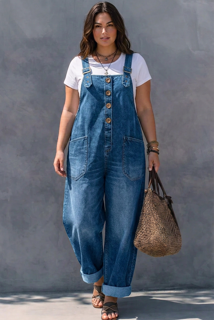 Hattie | Denim jumpsuit med elastisk midje