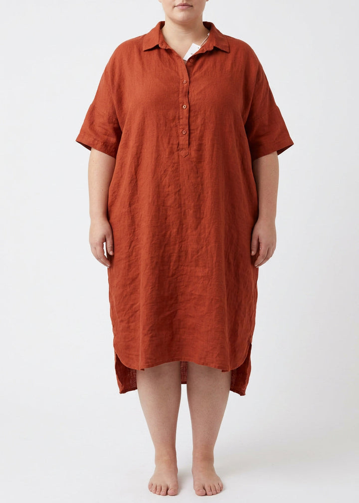 Sabine - Jade Grønn Lin Kvinne Casual Lin Skjorte Kjole