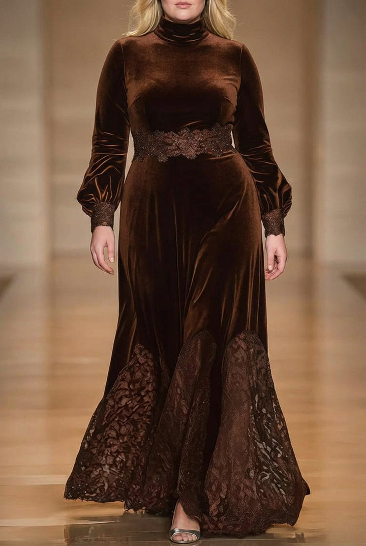 MABLE | HØY KRAGE LACE MAXI KJOLE