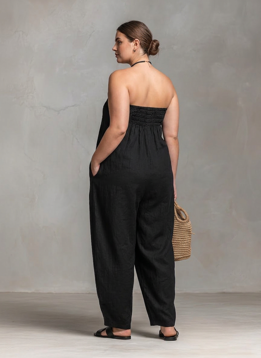 Vera - Løs-Fit Lin-Blanding Uten Stropper Jumpsuit