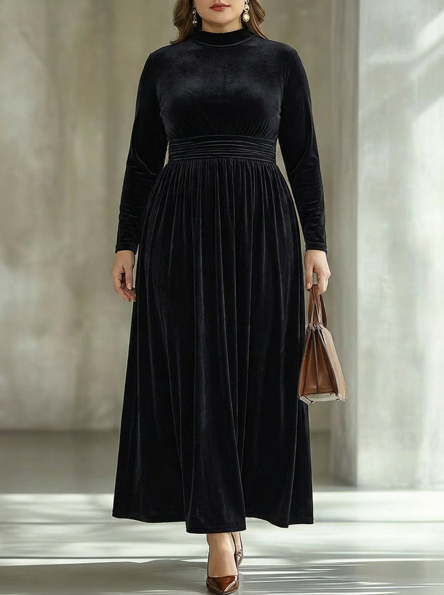 Isabeau | Plisserte Velur Maxi Kjole