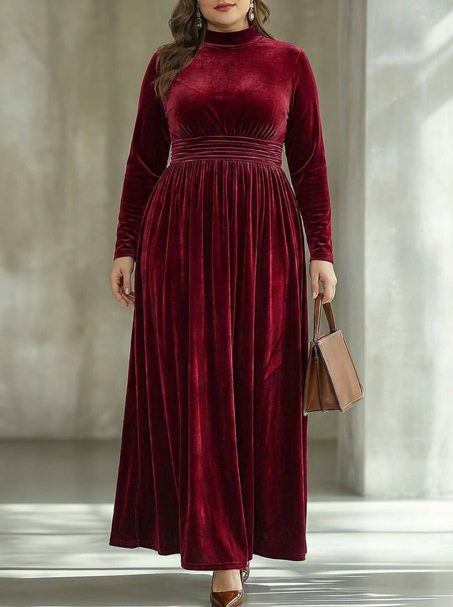 Isabeau | Plisserte Velur Maxi Kjole