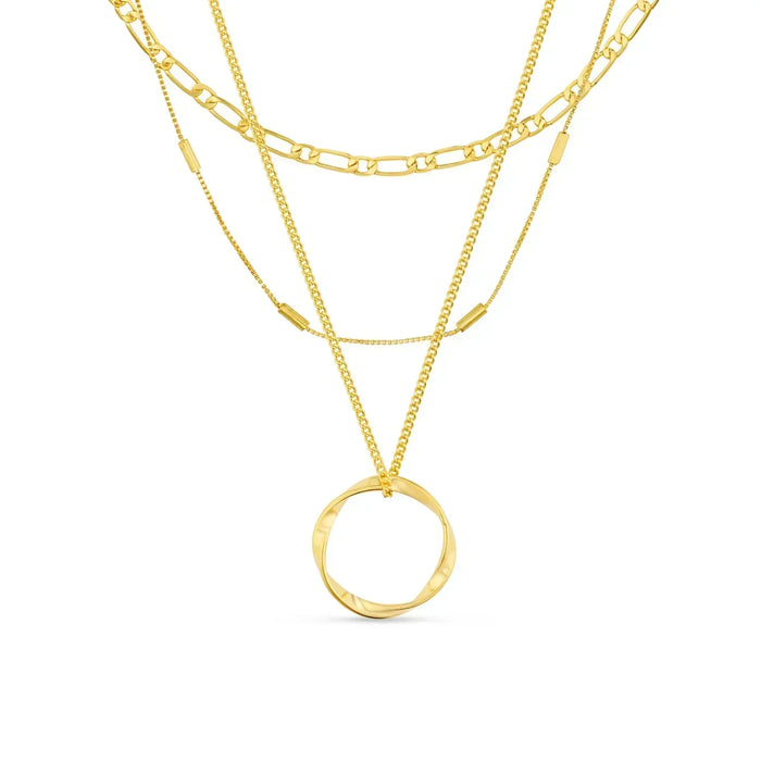 Vesper Circle Tre Rad Halskjede | Gull