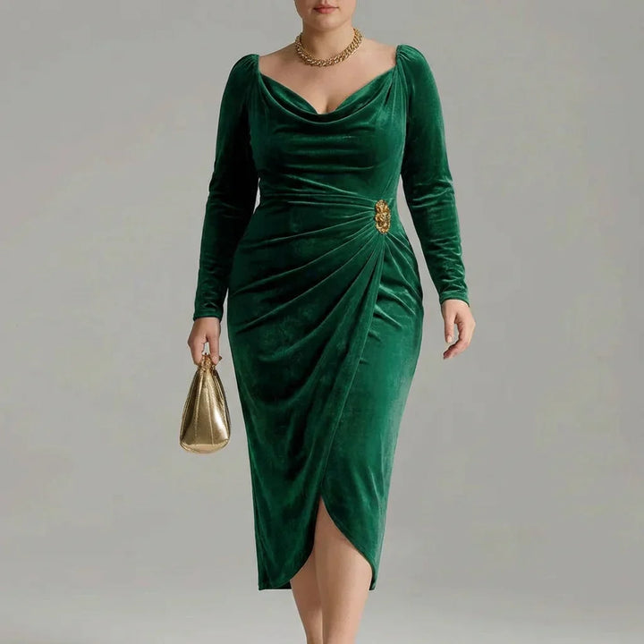 Nell | Elegant Fløyel Midi Kjole (Bestselger)