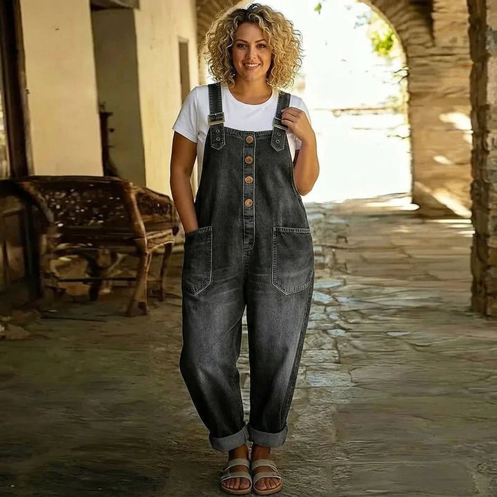 Demi | Vintage Myk Bomullsdenim-Look Overall med Justerbare Stropper