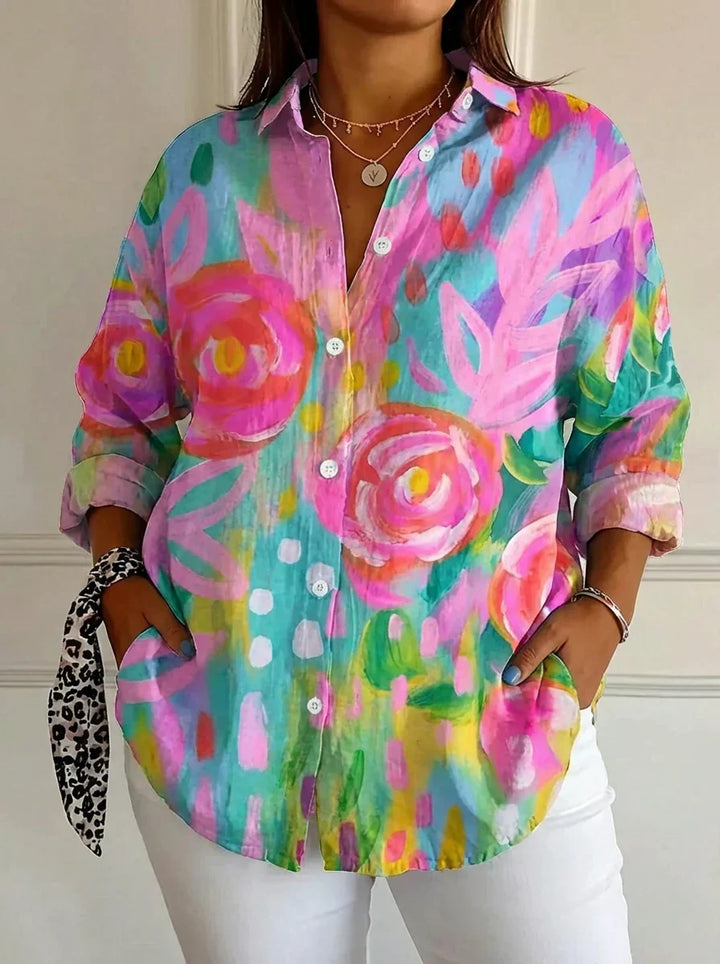 Selma | Fargerik Bluse med Lekent Print