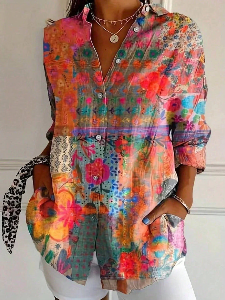 Selma | Fargerik Bluse med Lekent Print