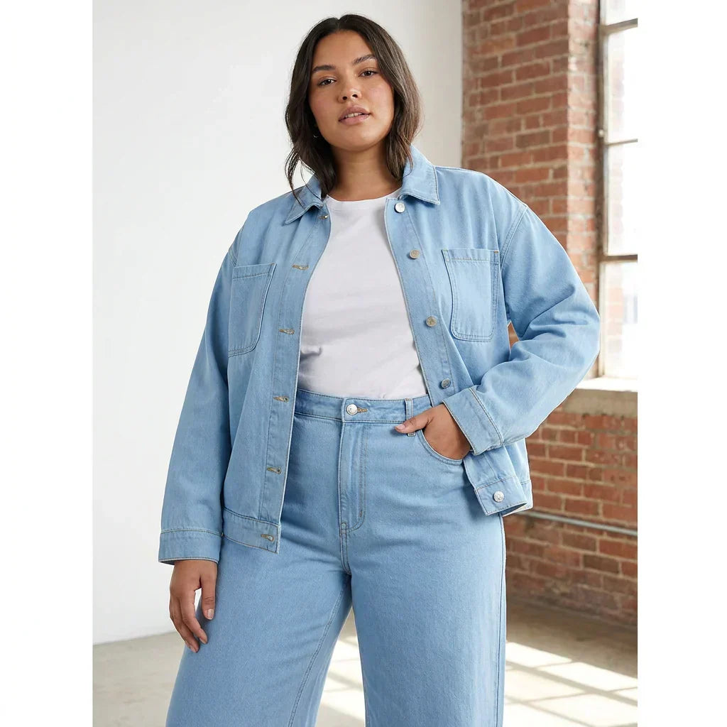 Delia | Avslappet Denim-Look Kjole