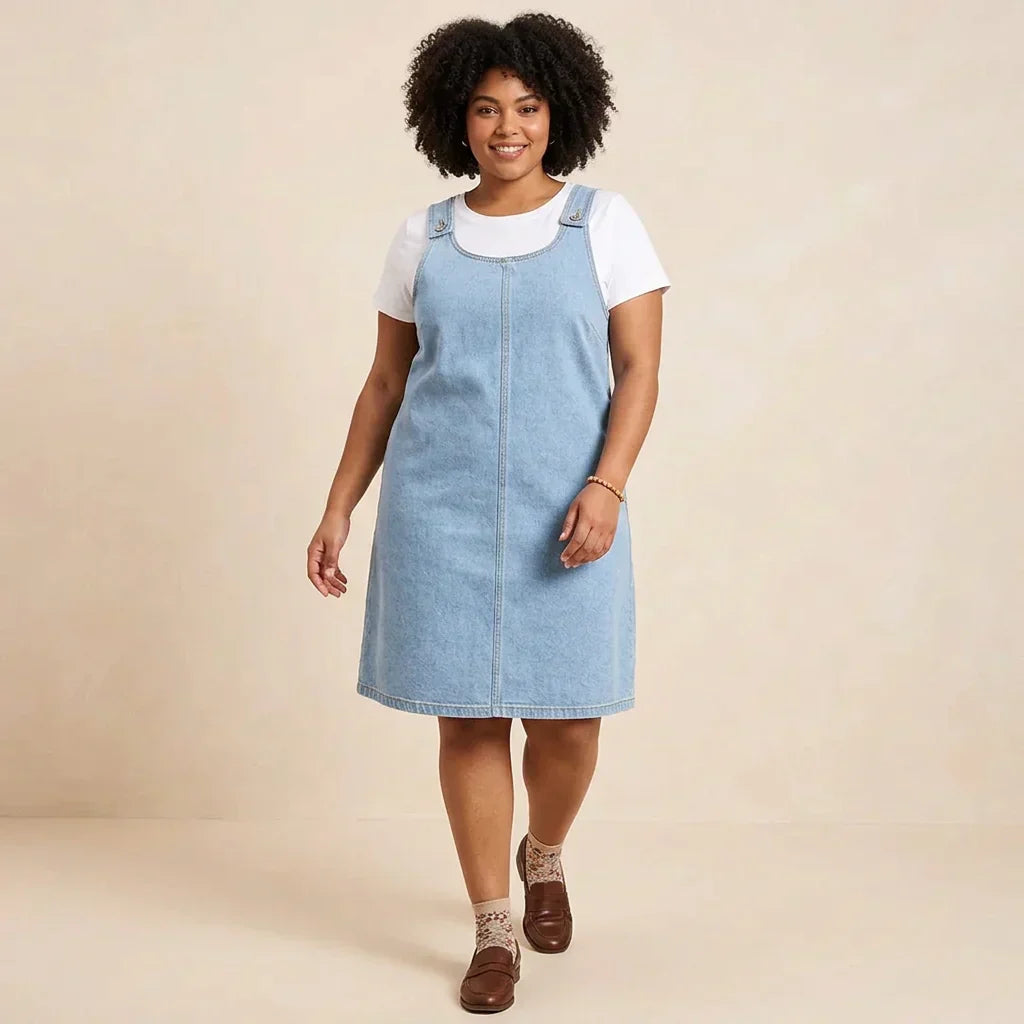 Delia | Avslappet Denim-Look Kjole