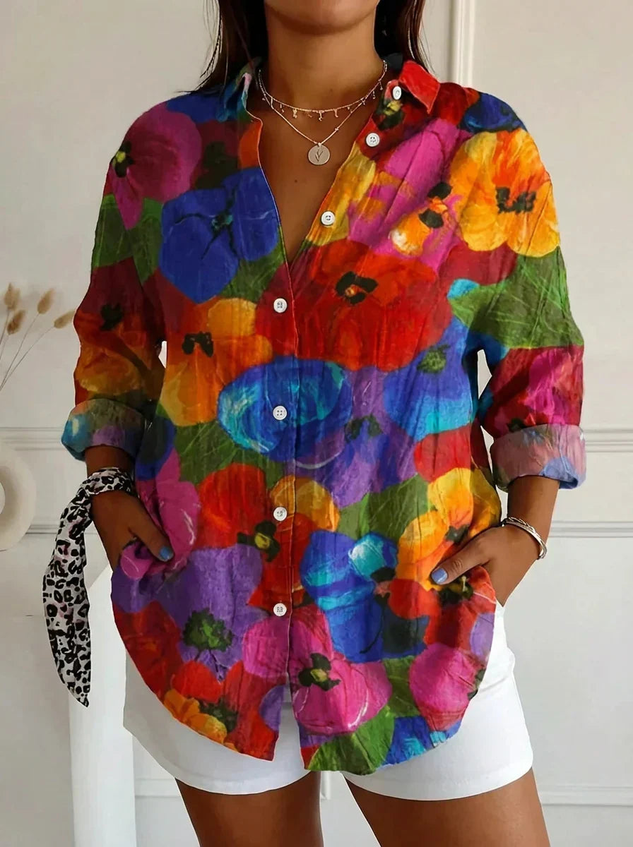 Selma | Fargerik Bluse med Lekent Print