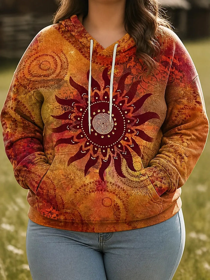 Dame Hettegenser med Mandala Solstråle Print