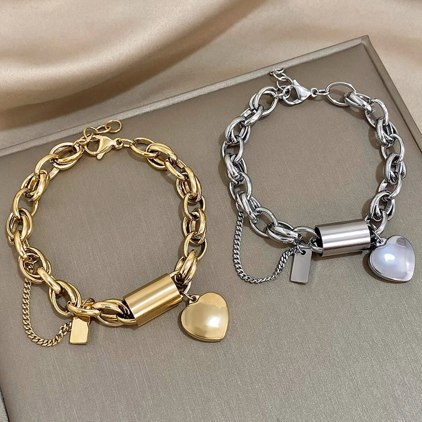 Greer Chunky Armbånd | Hvitt Gull
