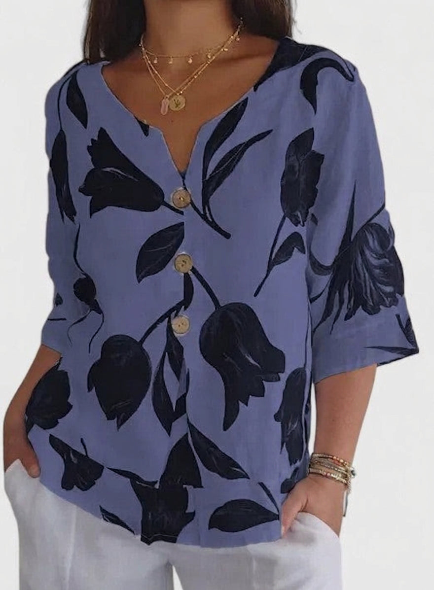 Junia | Elegant Blomstermønstret Bluse