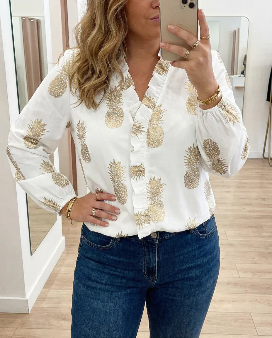 Magnolia | Feminine Bluse med Lekne Volanger