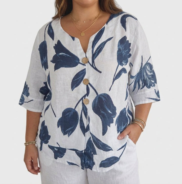 Junia | Elegant Blomstermønstret Bluse