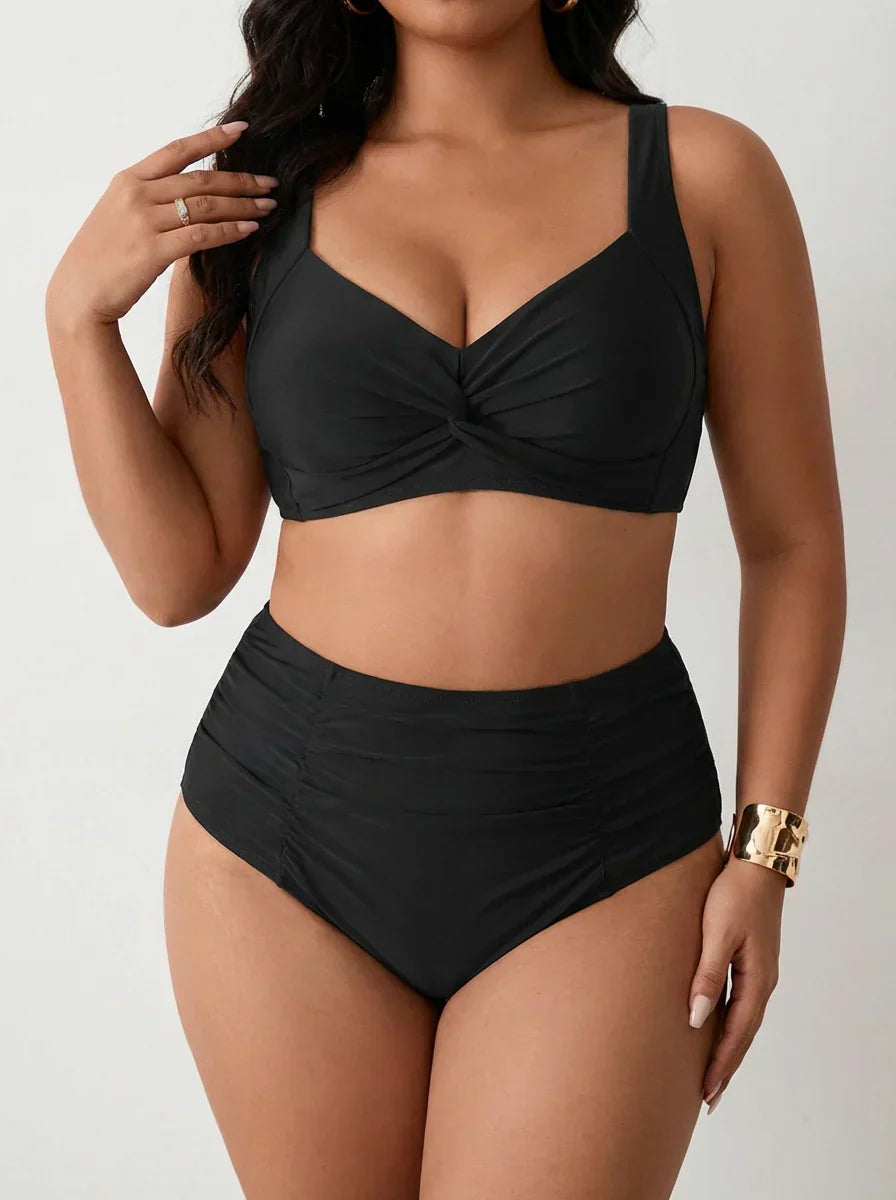 Ingrid | Bandeau Bikini med Samlet Stoff